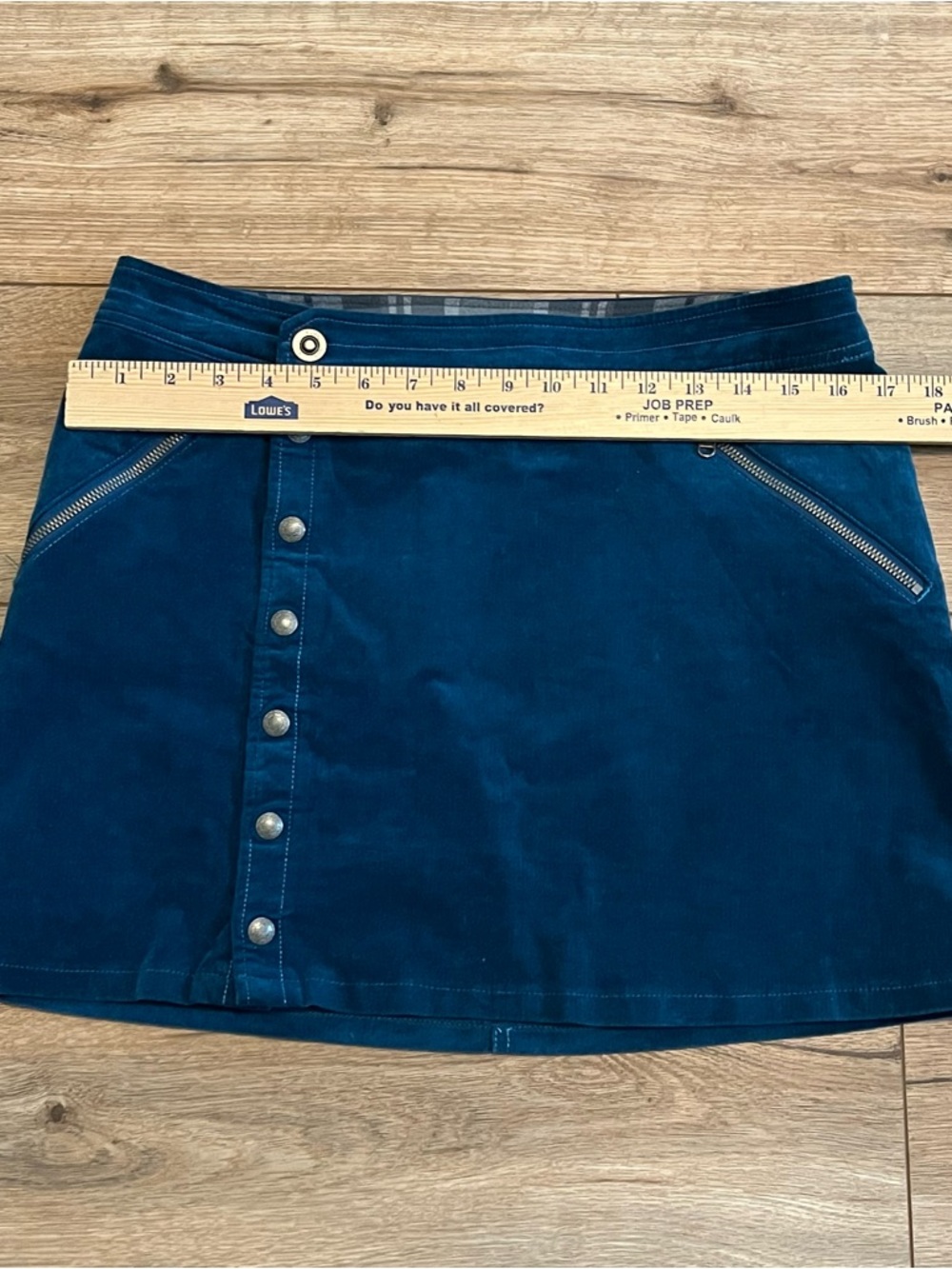 Kuhl Streamline Corduroy Mini Skirt SZ 8 Blue Teal Button Front - Picture 3 of 7
